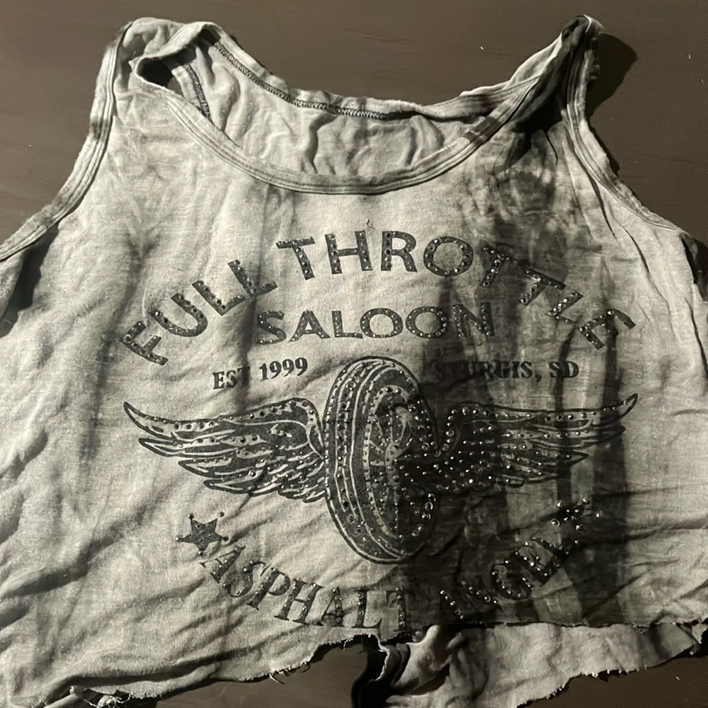 Black and green tank top, rhinestones, slits on the sides, open back